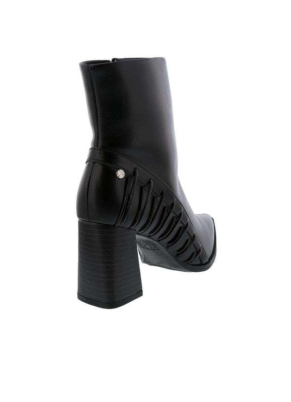 Tanara - Ankle Boot Tanara Salto Grosso Aplicação Couro Preto Preto 3