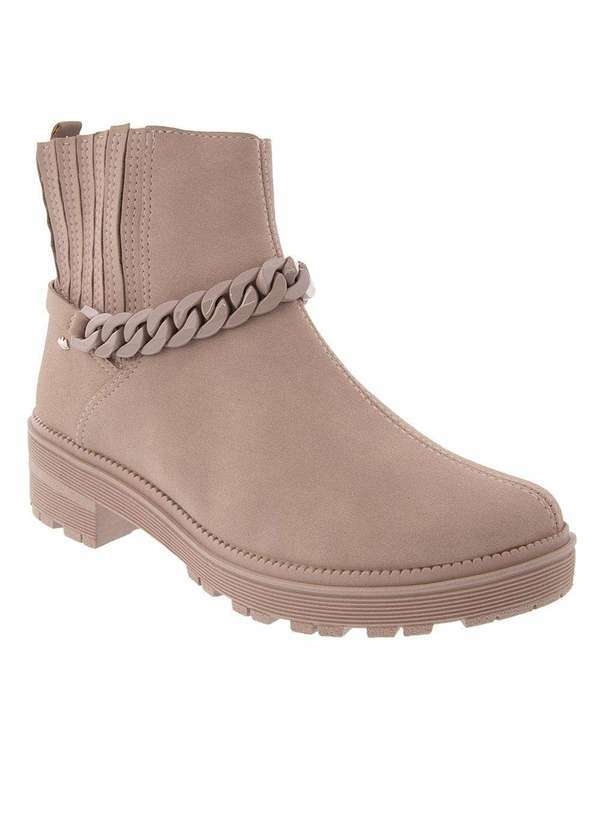 Dakota - Bota Ankle Boot Dakota Detalhe em Corrente Nude Rosa