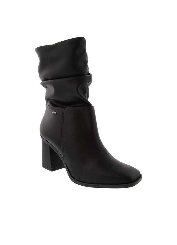 Dakota - Bota Ankle Boot Dakota Salto Grosso Drapeada Preto Preto