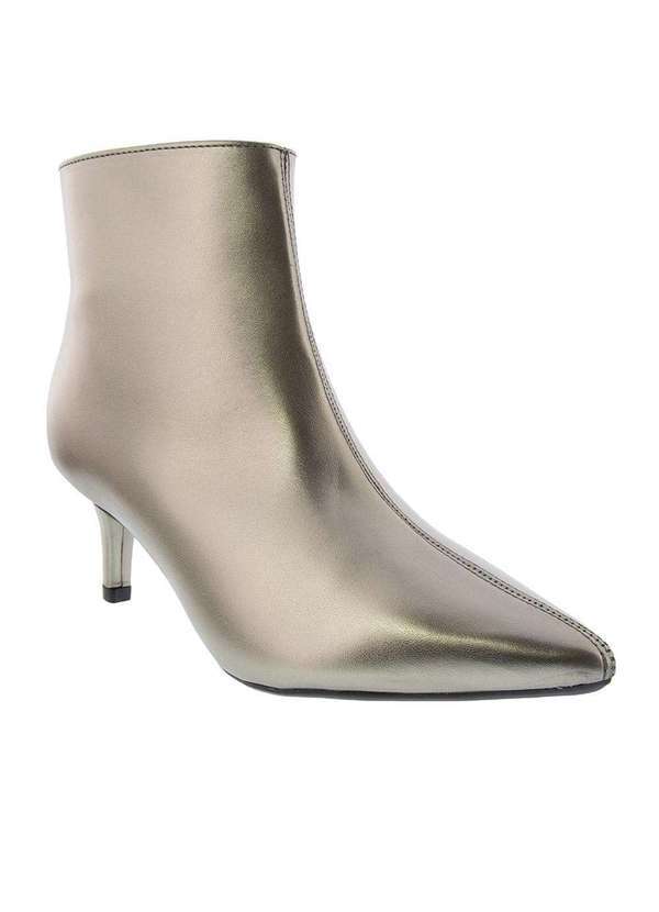 Gabriela - Bota Ankle Boot Gabriela Salto Fino Prata Grafite