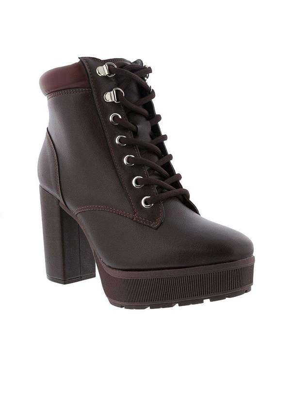 Vizzano - Bota Ankle Boot Vizzano Salto Grosso Café 3074103 Marrom