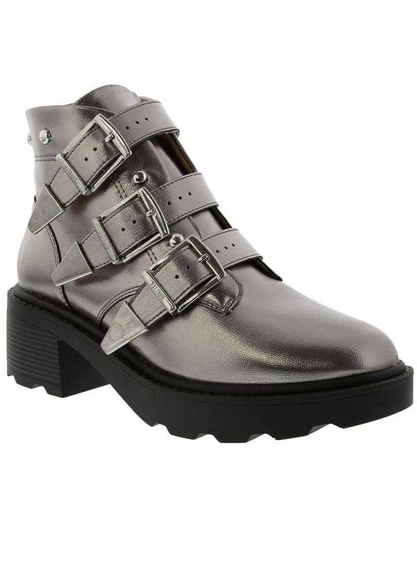 Vizzano - Bota Biker Boot Vizzano Plataforma Tratorado Fivela Prata Grafite