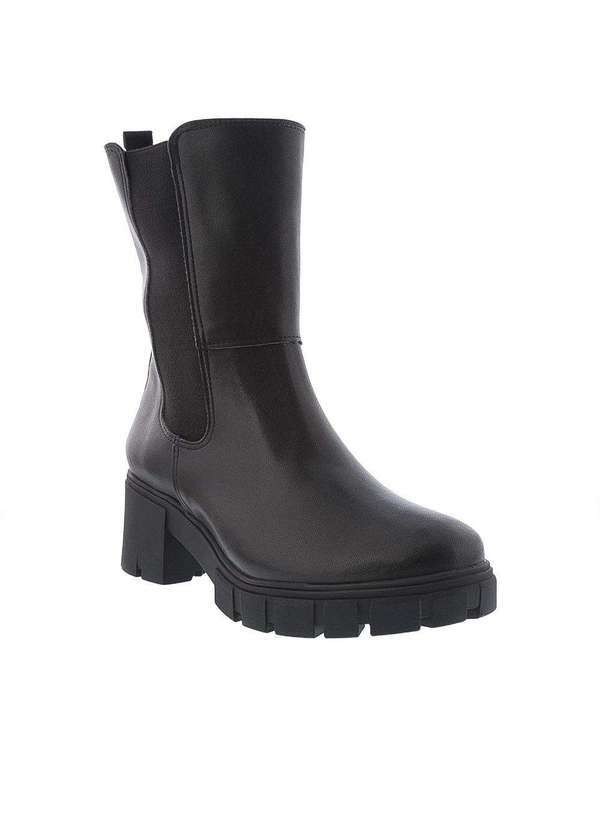 Via Marte - Bota Chelsea Via Marte Meia Pata Tratorada Pespontos Preto Preto