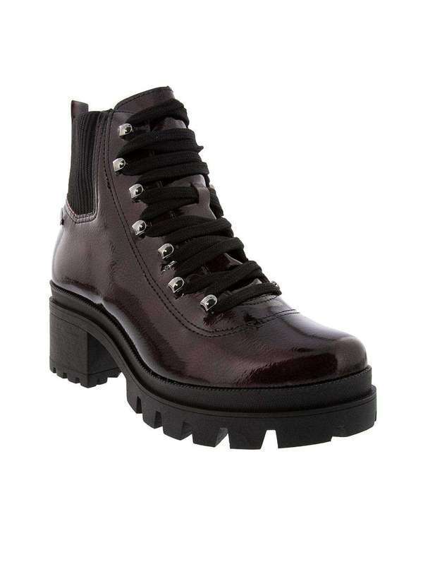 Dakota - Bota Coturno Dakota Salto Grosso Ilhós Verniz Vinho Vinho