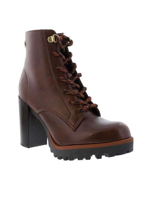 Moleca - Bota Coturno Moleca Salto Bloco Ilhós Marrom 5325112 Marrom