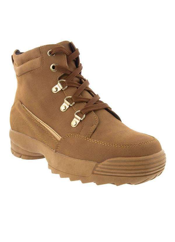 Mooncity - Bota Coturno Mooncity Pespontos Camurça Marrom Marrom