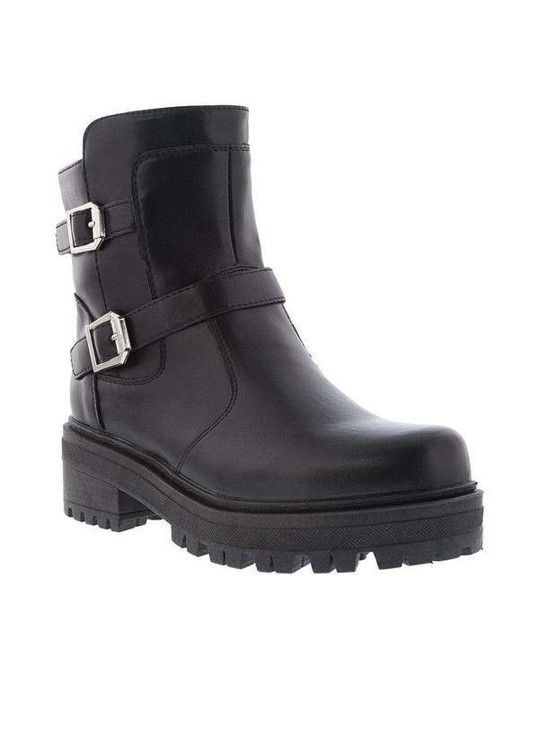 Mooncity - Bota Coturno Mooncity Plataforma Detalhe Fivelas Preto Preto