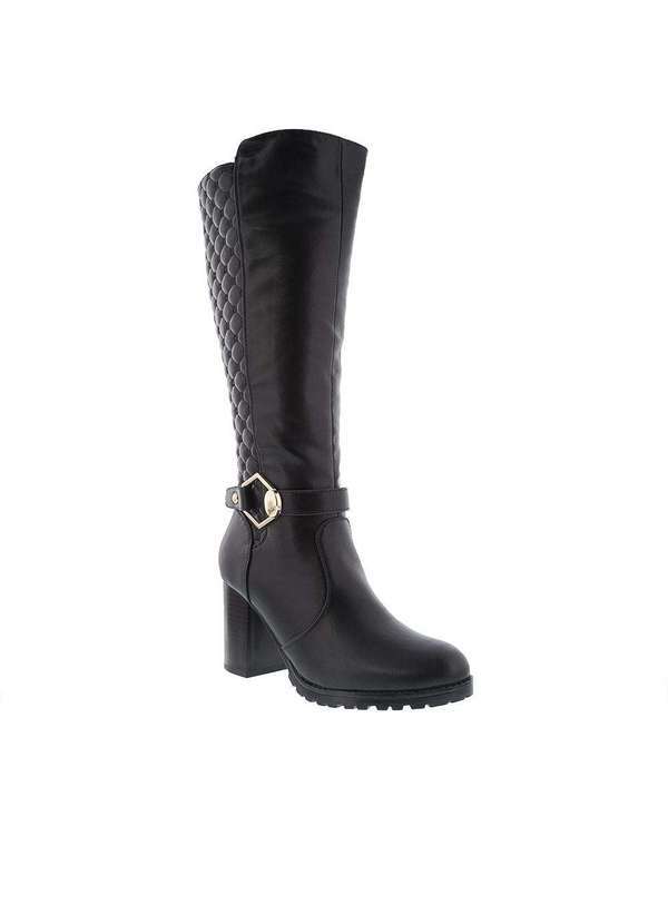 Mooncity - Bota Montaria Mooncity Salto Grosso Tratorado Geométrico Preto Preto