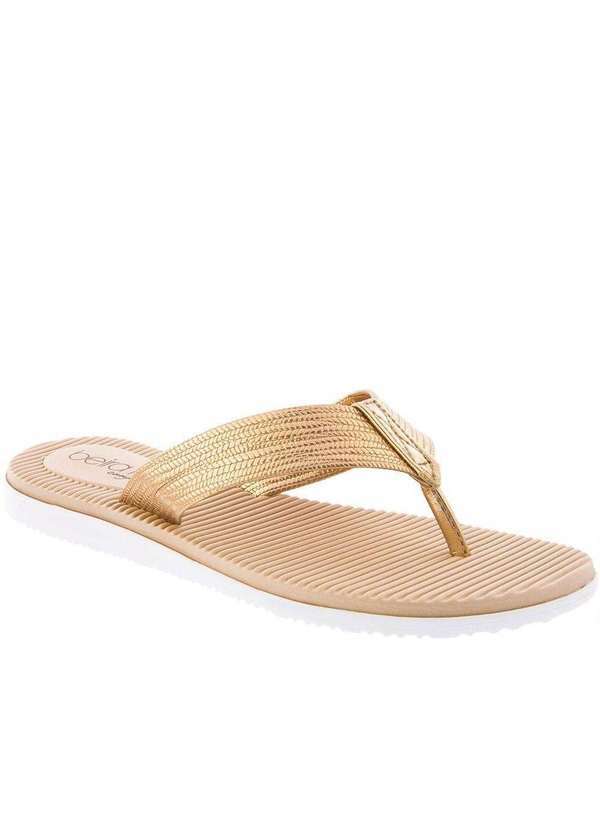 Beira Rio - Chinelo Beira Rio Textura Snake Metalizada Rose Ouro
