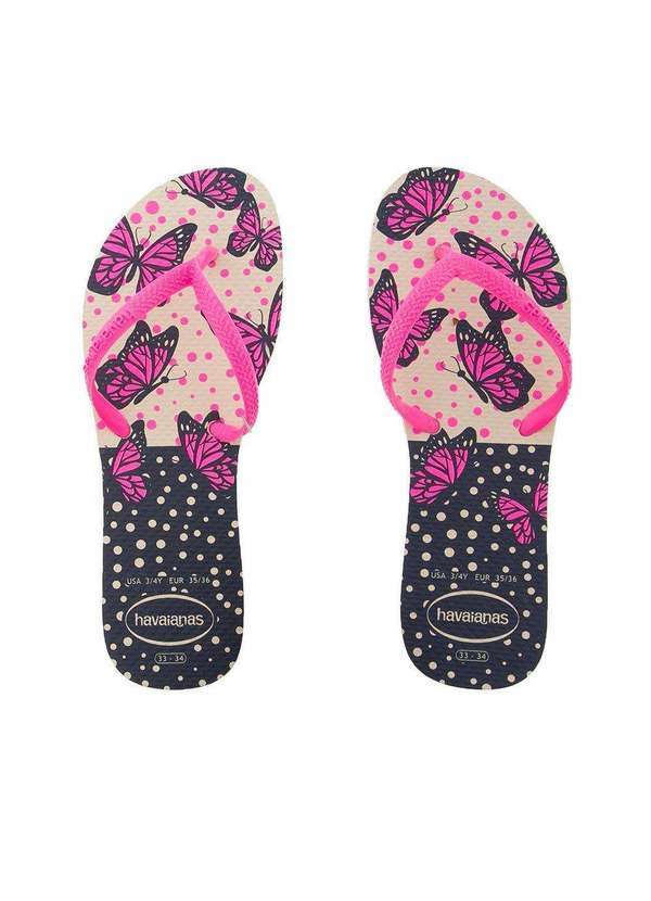 Havaianas - Chinelo Havaianas Flat Mix Borboletas Rosa Bege