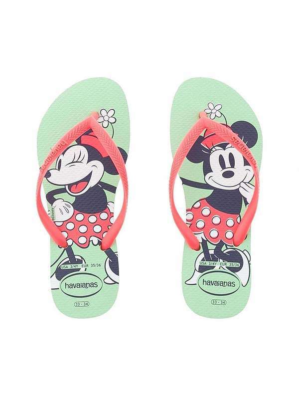 Havaianas - Chinelo Infantil Havaianas Disney Stylish Minnie Laranja Verde