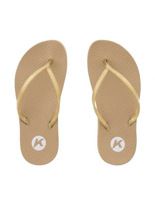 Kenner - Chinelo Kenner Twist Glam Feminino Glitter Dourado Bege