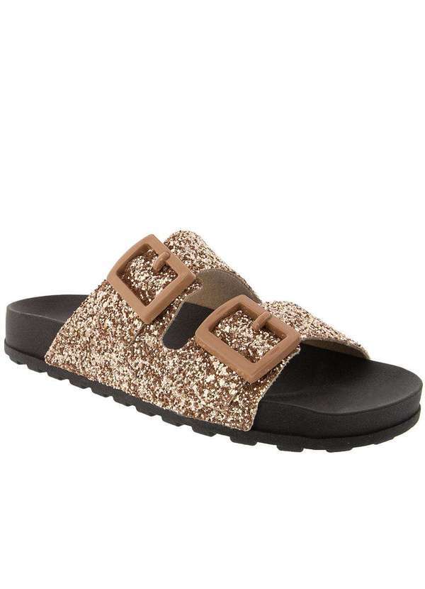 Moleca - Sandália Moleca Detalhe Fivela Glitter Rose Bronze