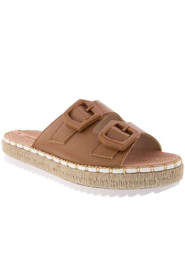 Moleca - Sandália Moleca Flatform Detalhe Fivela Cordas Caramelo Caramelo