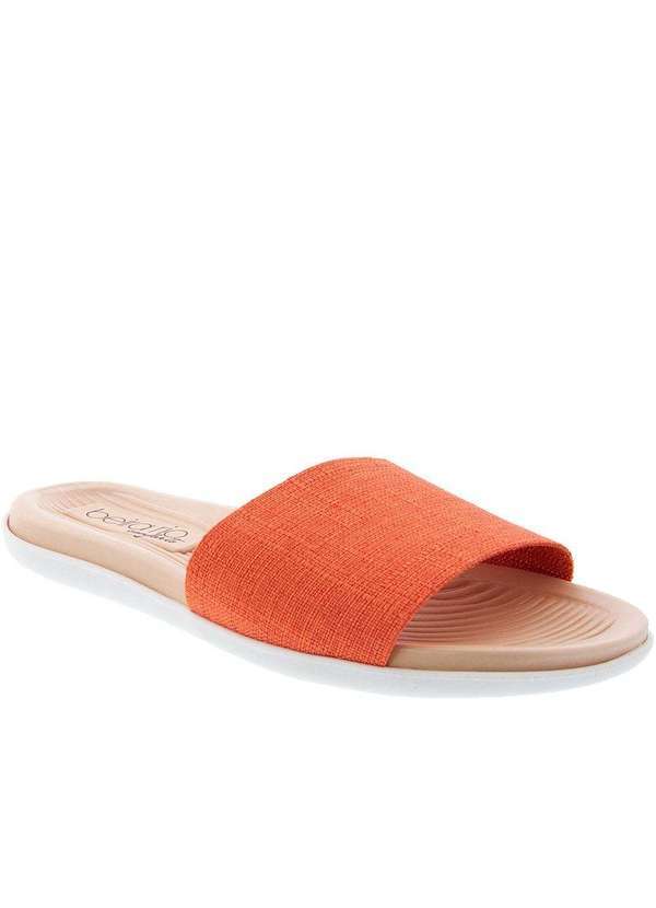 Beira Rio Conforto - Slide Beira Rio Tira Larga Tecido Coral Laranja