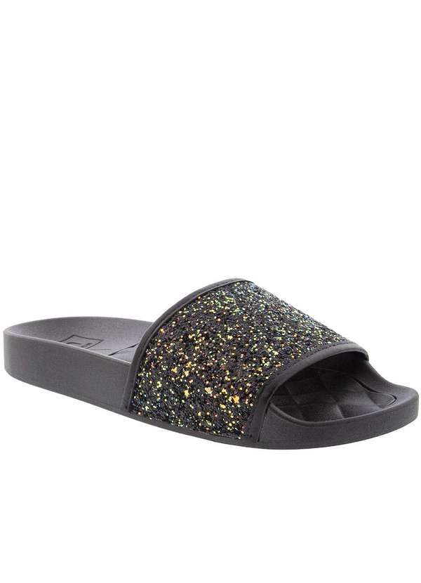 Moleca - Slide Moleca Tira Larga Glitter Preto Preto