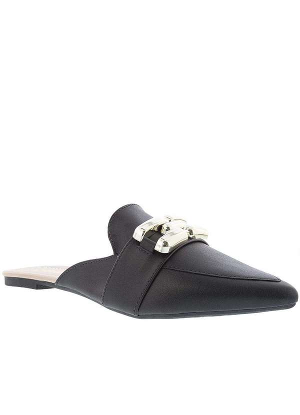 Gabriela - Mule Gabriela Detalhe Fivela Pespontos Preto Preto