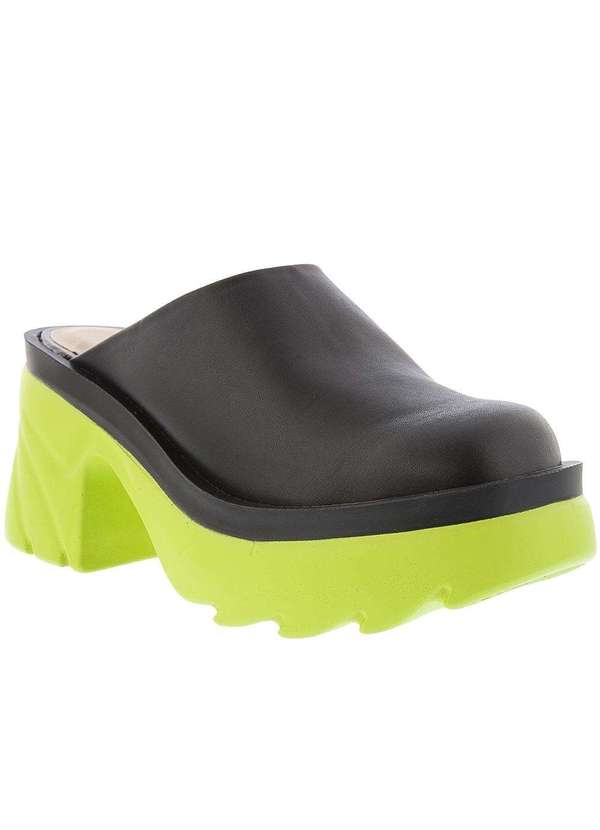 Gabriela - Mule Gabriela Plataforma Tratorado Pespontos Neon Preto Preto