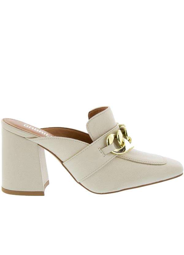 Gabriela - Mule Gabriela Salto Grosso com Aplicações Couro Off White Off-White 2