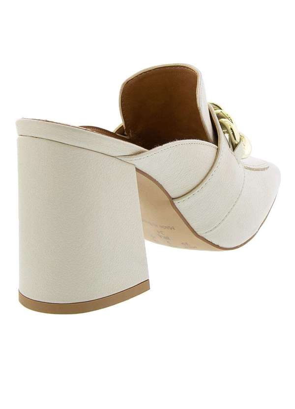 Gabriela - Mule Gabriela Salto Grosso com Aplicações Couro Off White Off-White 3