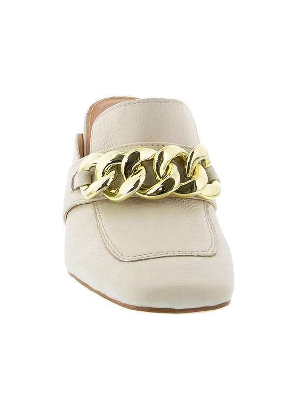 Gabriela - Mule Gabriela Salto Grosso com Aplicações Couro Off White Off-White 4