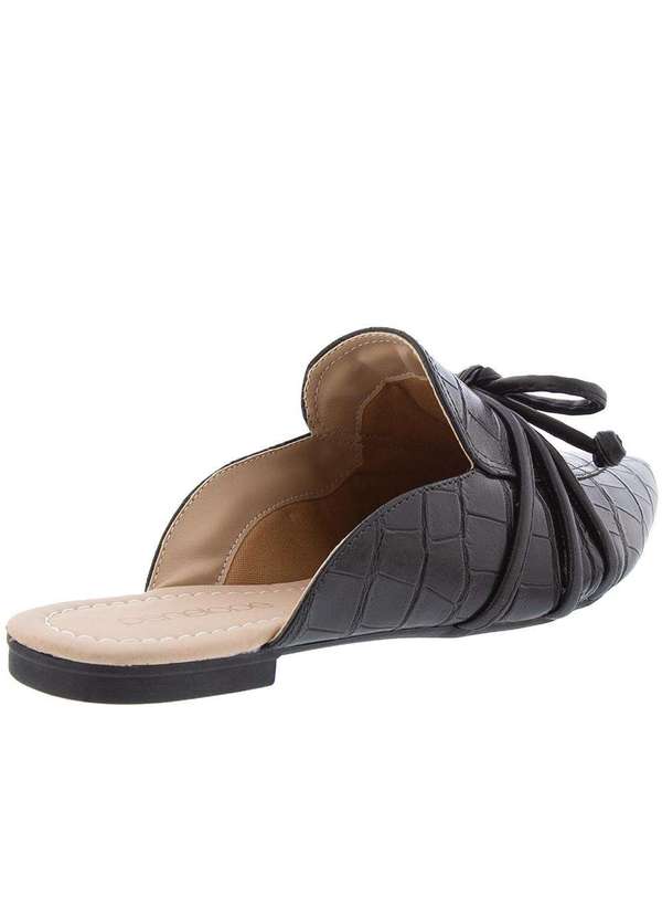 Penelope - Mule Penélope Detalhe Laço Textura Croco Preto Preto 4
