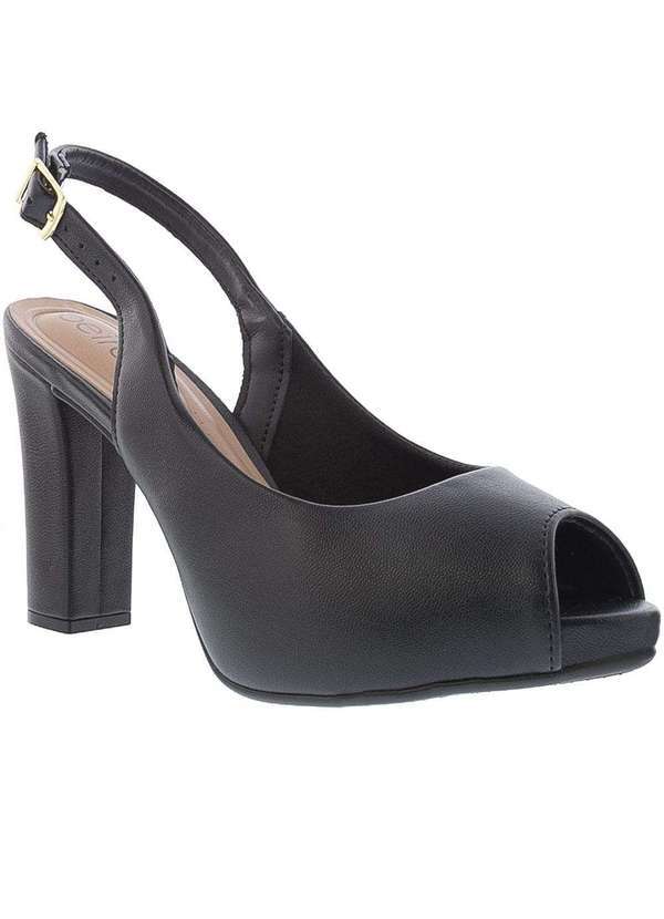 Beira Rio Conforto - Peep Toe Beira Rio Aberto Meia Pata Preto Preto