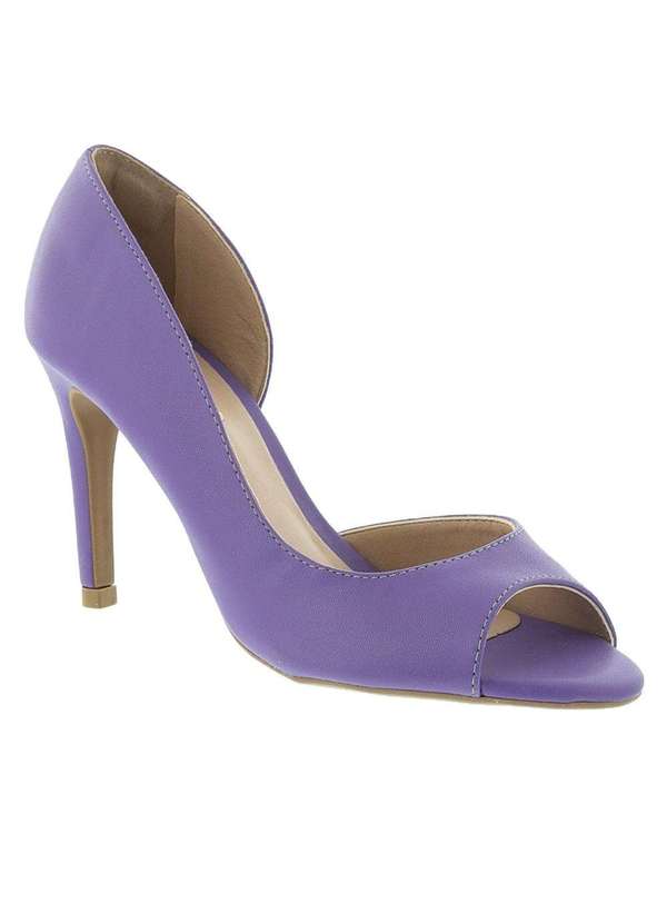 Gabriela - Peep Toe Gabriela Aberto Salto Fino Pespontos Roxo Roxo