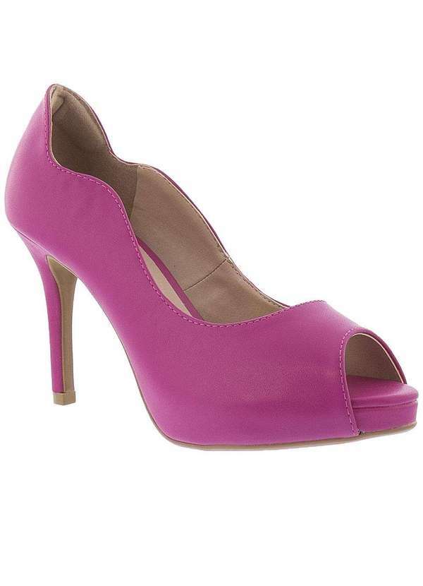 Gabriela - Peep Toe Gabriela Meia Pata Decote Pespontos Pink Pink