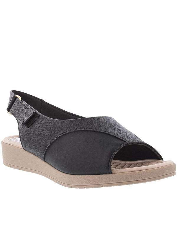Piccadilly - Peep Toe Piccadilly Aberto Anabela Recortes Preto Preto
