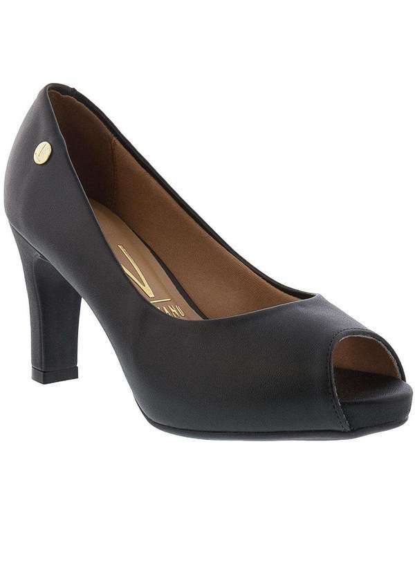 Vizzano - Peep Toe Vizzano Meia Pata Preto Preto