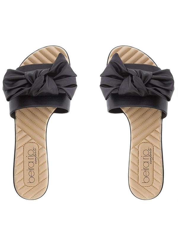 Beira Rio Conforto - Rasteira Beira Rio Tira Larga Laço Preto Preto 4