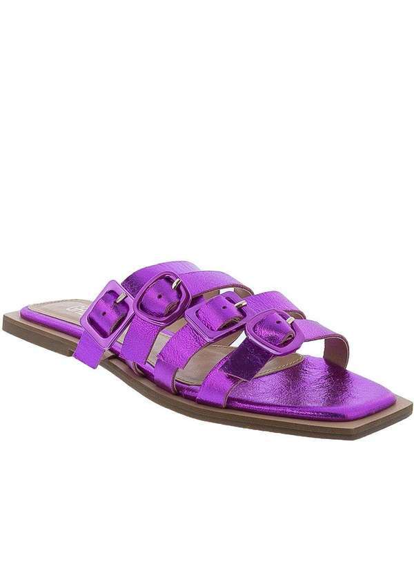 Gabriela - Rasteira Gabriela Tiras com Fivela Rosa Pink