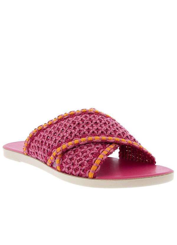 Gabriela - Rasteira Gabriela Tiras Cruzadas Trama Crochê Pink Pink