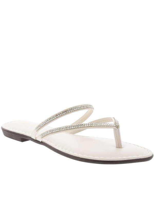 Liberte - Rasteira Liberte Detalhe Tiras Hotfix Off White Off-White