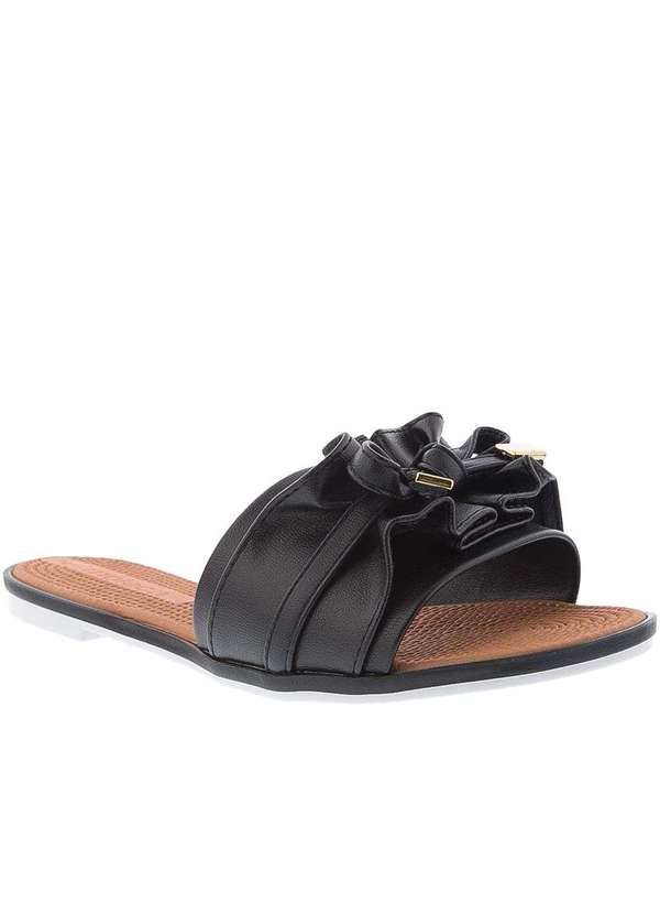 Moleca Rasteira Moleca Detalhe Laço Drapeado Preto Preto