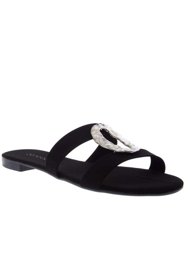 Penelope - Rasteira Penélope Tiras Fivela Nobuck Preto Preto