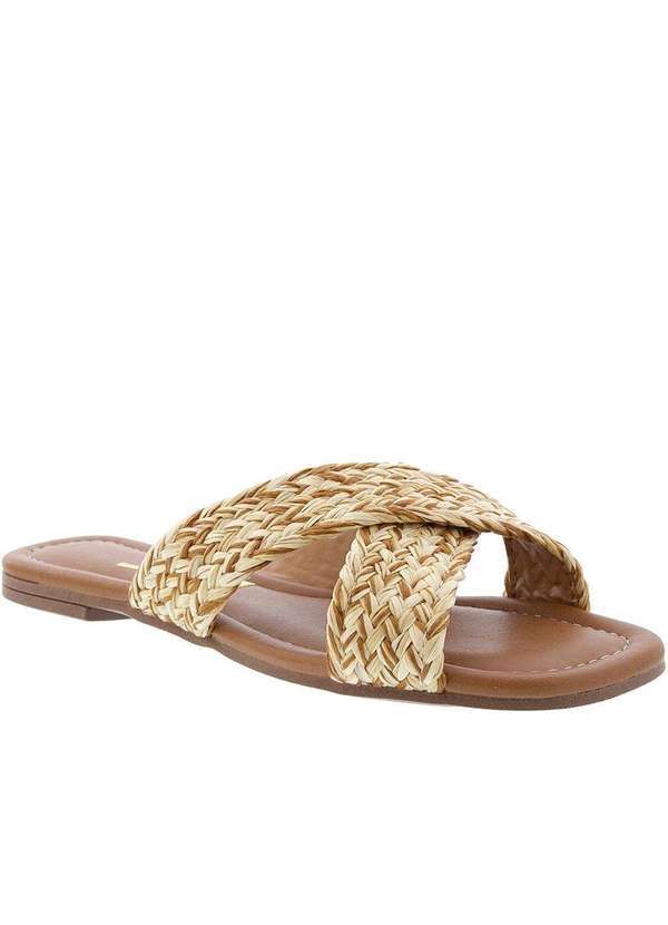 Vizzano - Rasteira Vizzano Tiras Cruzadas Ráfia Caramelo Caramelo