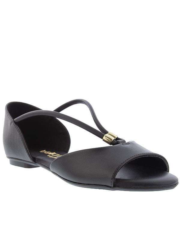 Beira Rio Conforto - Sandália Rasteira Beira Rio Aplicação Preto Preto