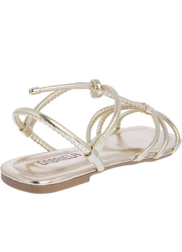 Gabriela - Sandália Rasteira Gabriela Detalhe Amarração Dourada Ouro 3