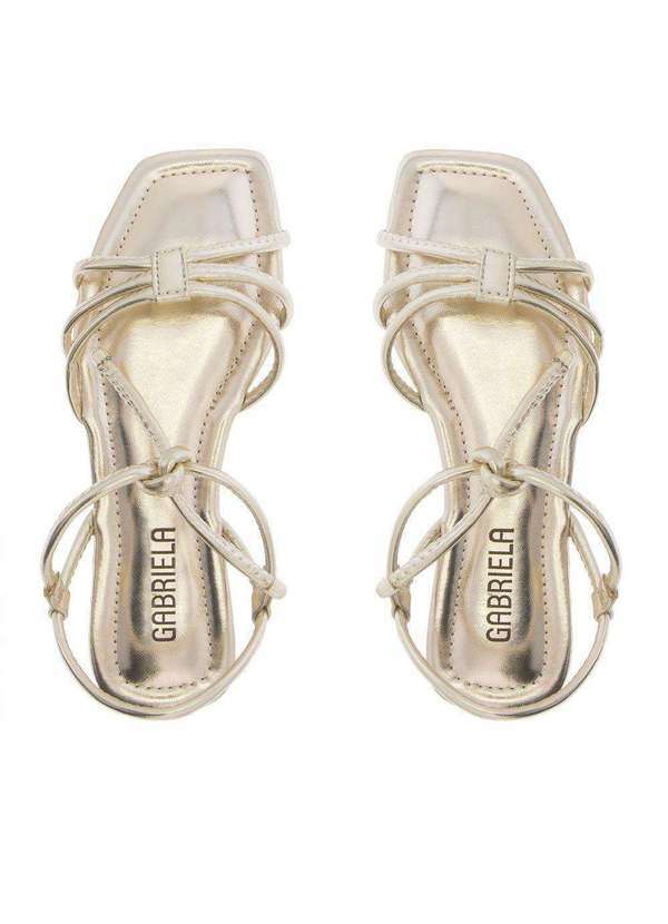 Gabriela - Sandália Rasteira Gabriela Detalhe Amarração Dourada Ouro 4