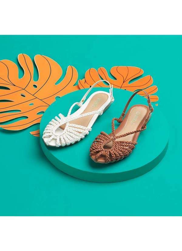 Gabriela - Sandália Rasteira Gabriela Tiras Tressê Off White Off-White 2