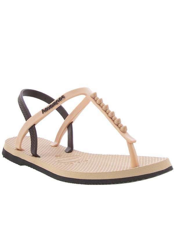 Havaianas - Sandália Rasteira Havaianas You Paraty Studs Bege Ouro