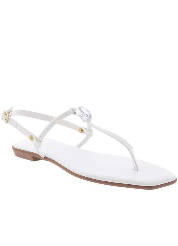 Liberte - Sandália Rasteira Liberte Detalhe Aplicação Branco Branco