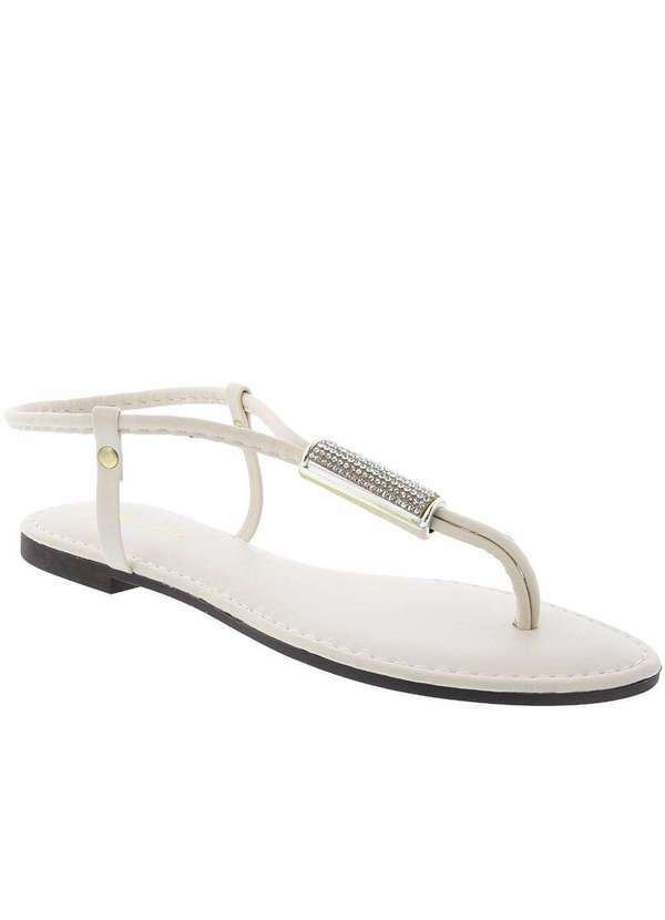 Liberte - Sandália Rasteira Liberte Detalhe Strass Off White Off-White