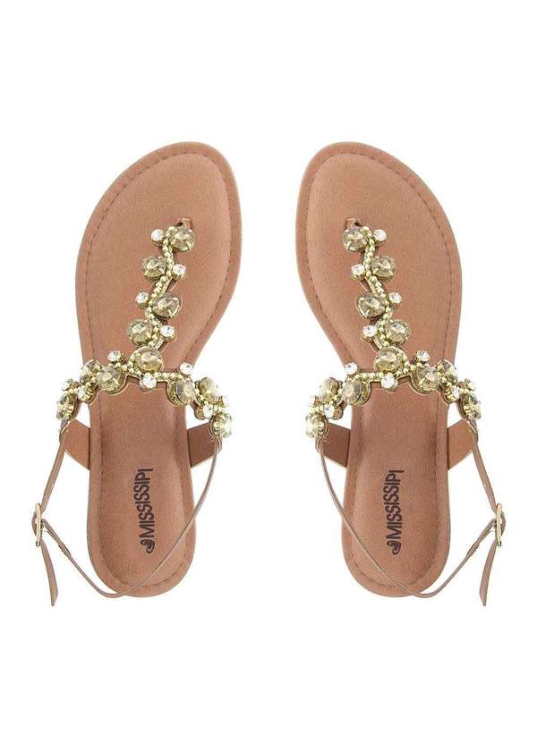 Mississipi Sandália Rasteira Mississipi Detalhe Pedraria Caramelo Caramelo