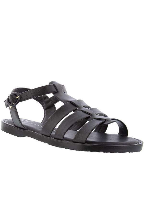 Moleca - Sandália Rasteira Moleca Tratorada Preto Preto
