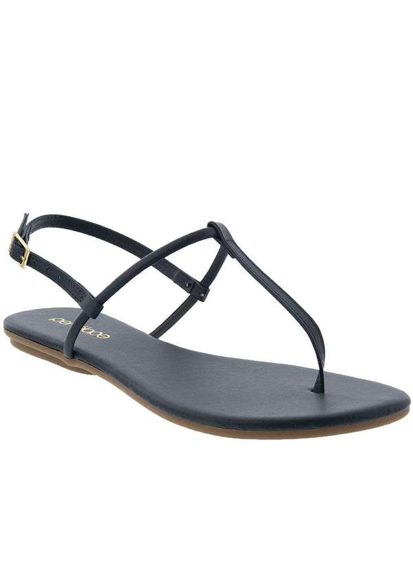 Penelope - Sandália Rasteira Penélope Detalhe Tiras Marinho Azul 1