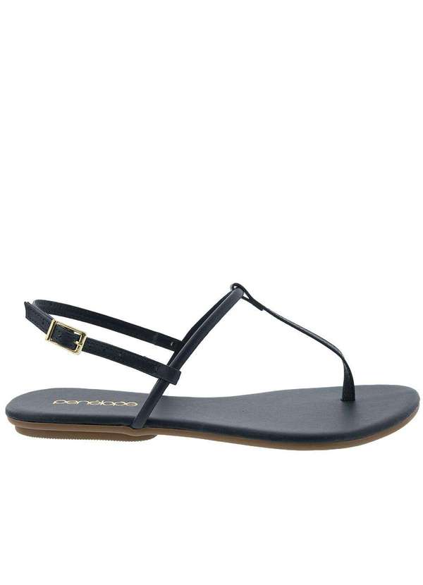 Penelope - Sandália Rasteira Penélope Detalhe Tiras Marinho Azul 2