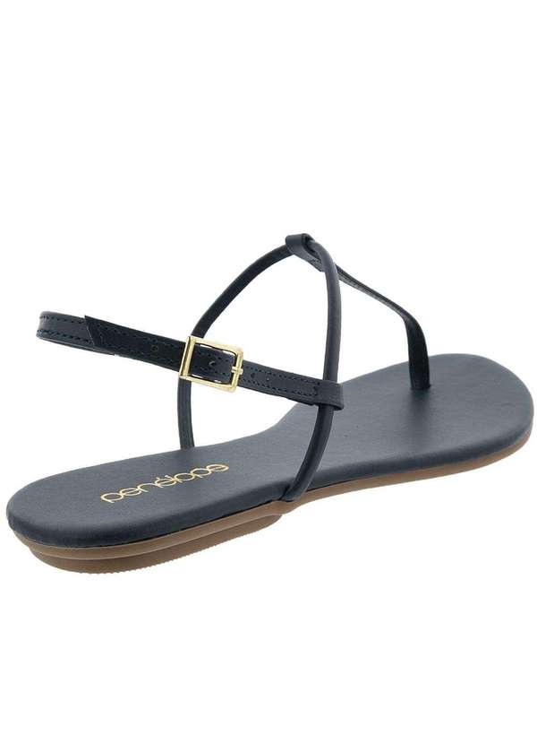 Penelope - Sandália Rasteira Penélope Detalhe Tiras Marinho Azul 3